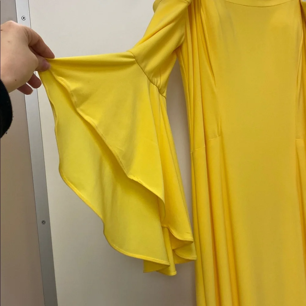 Elegant Canary Yellow Off-Shoulder Dress - Picture 4 of 8